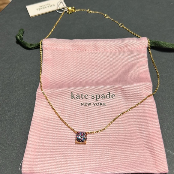 NEW Kate Spade Necklace, gold/multicolored glitter - Picture 4 of 5